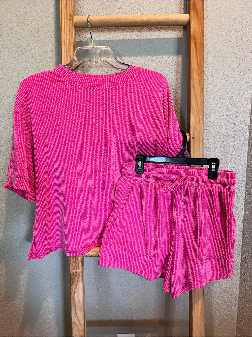Sewn + Seen Hot Pink Matching Set Textured Material Size Medium